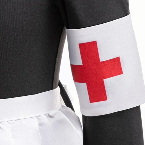 Wartime Girl Nurse Costume 4pcs Includes Dress Apron Hat Armband Size 9-10 - Picture 5 of 16